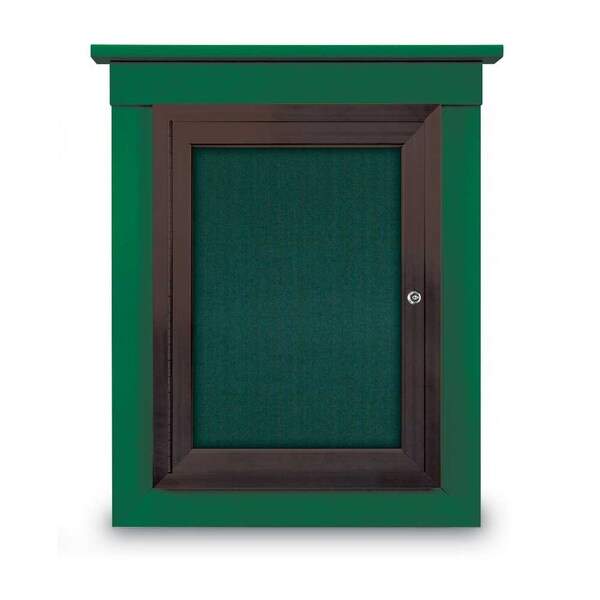 60"x48" 2-Door Enclosed Letterboard, Blue Felt/Walnut